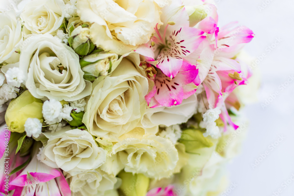 Yellow and pink Wedding bouquet