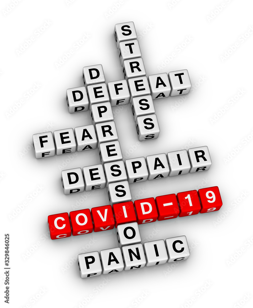 COVID-19 pandemic personal emotion. 3D crossword puzzle COVID-19 pandemic personal emotion. 3D crossword puzzle
