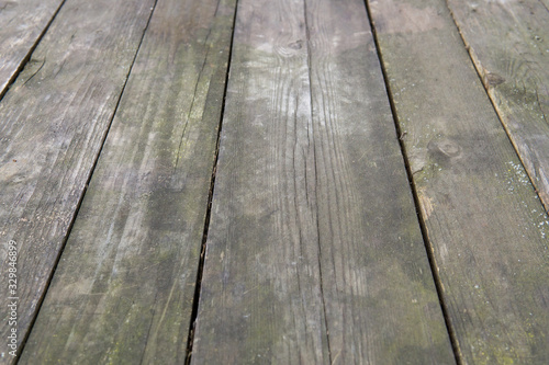 Empty wooden table top. Old wooden background.