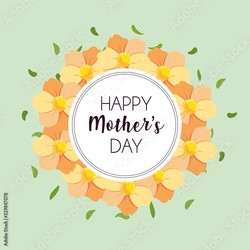 label happy mothers day and flower frame