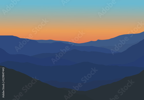 sunset in mountains