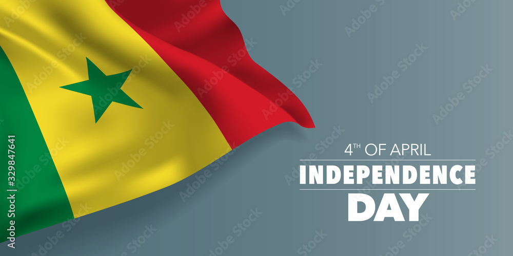 Senegal independence day greeting card, banner with template text vector illustration