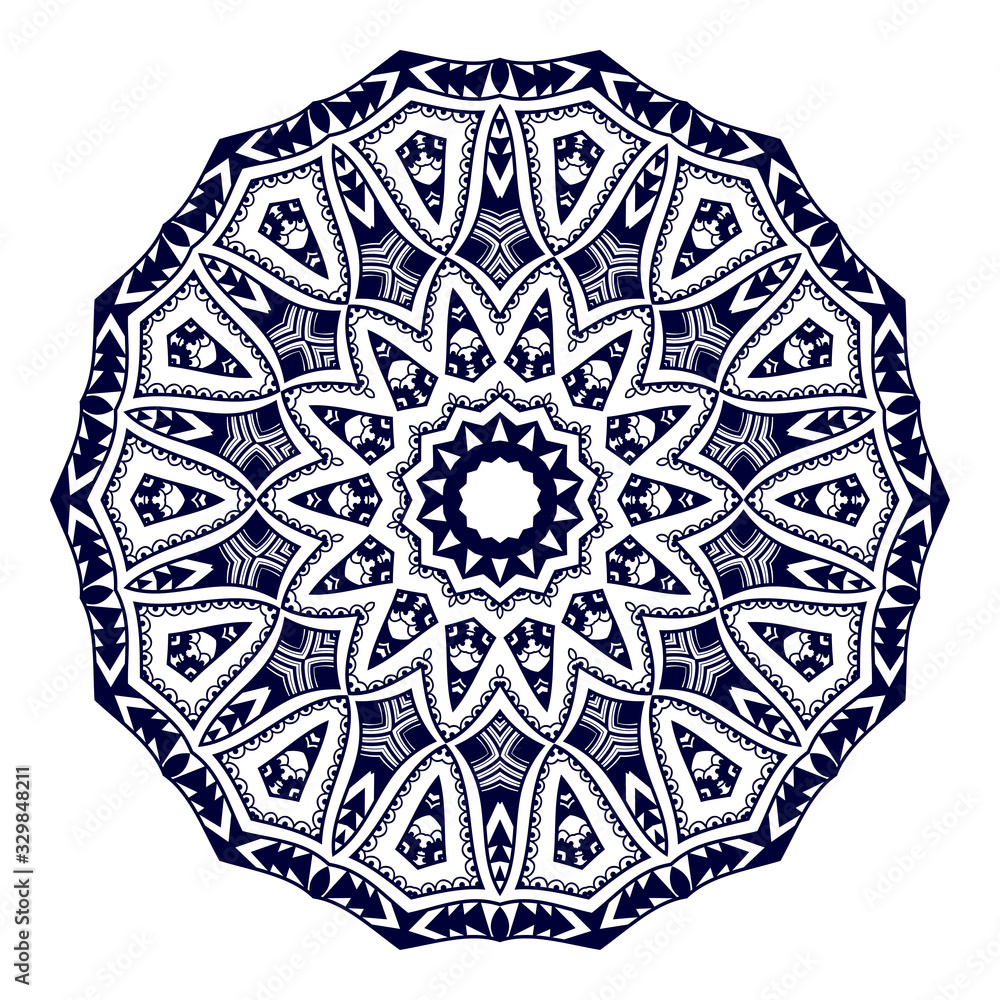 Round floral ornament on white background Round floral ornament on white background