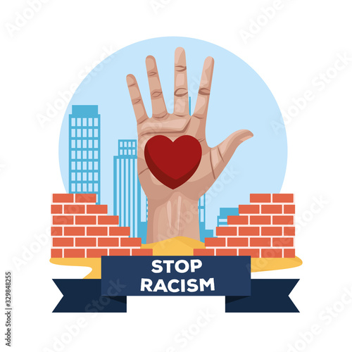 interracial hand with heart stop racism campaign