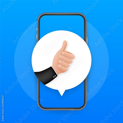 Like on Mobile feedback. smartphone screen. Web icon. Social network post. Social media like vector icon.