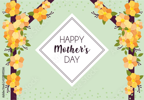 label happy mothers day and flower frame