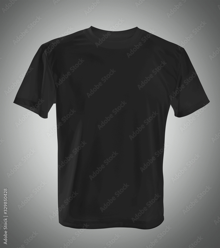 Black cotton t-shirt on grey background Black cotton t-shirt on grey background