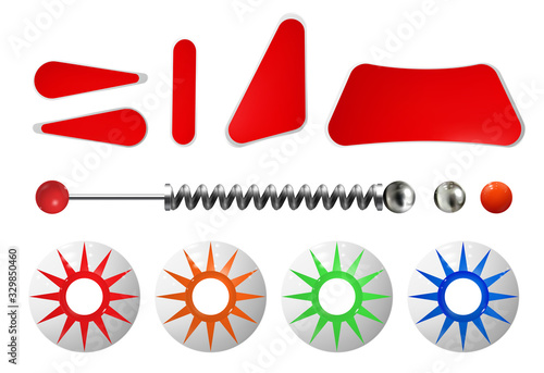 Realistic colored pinball elements