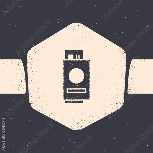 Grunge Passport with ticket icon isolated on grey background. Identification Document. Concept travel and tourism. Monochrome vintage drawing. Vector Illustration