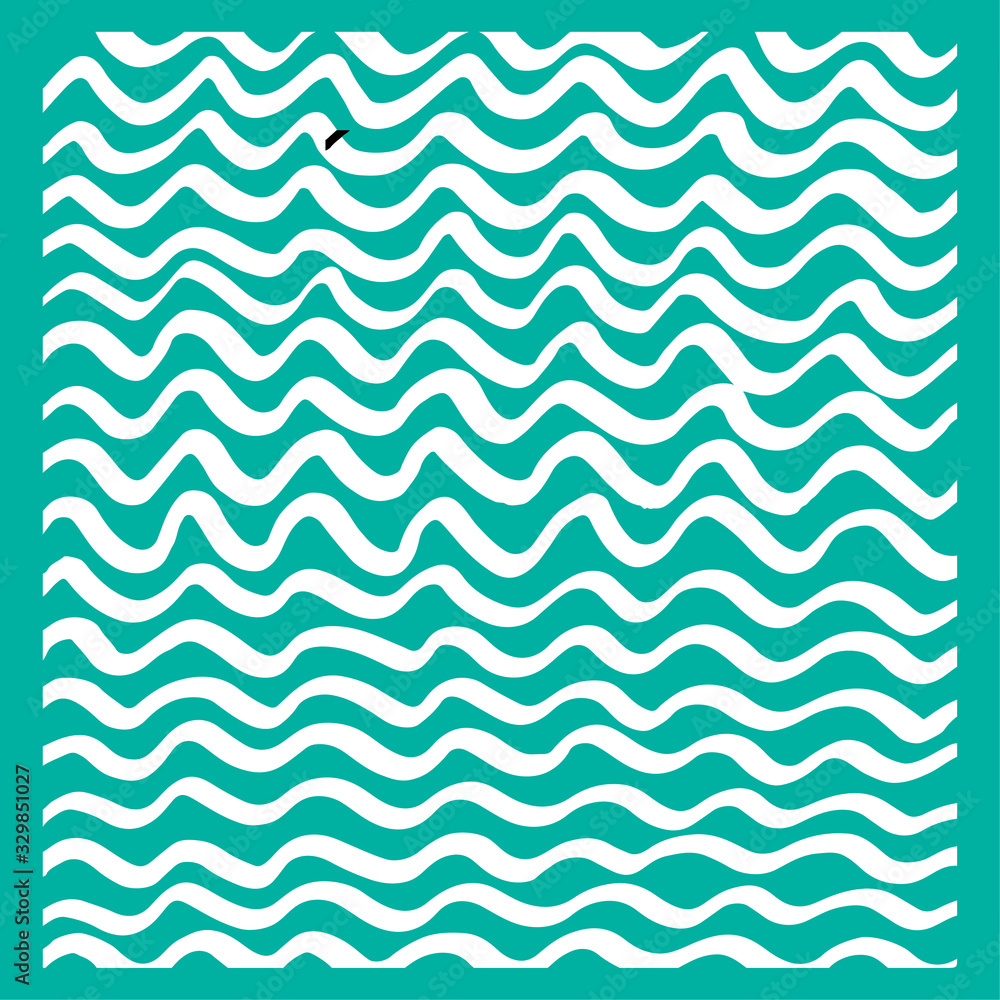 Vector geometric backdrop with white curves. Concept for summer time, imitation of ocean waves. Abstract pattern of zigzag stripes, hand drawn with imperfections. Lines isolated on green background. Vector geometric backdrop with white curves. Concept for summer time, imitation of ocean waves. Abstract pattern of zigzag stripes, hand drawn with imperfections. Lines isolated on green background.