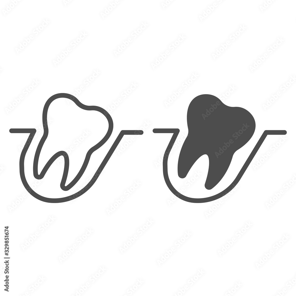 Wisdom tooth line and solid icon. Malocclusion problem, crooked teeth ...