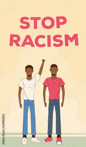 couple of afro men stop racism campaign