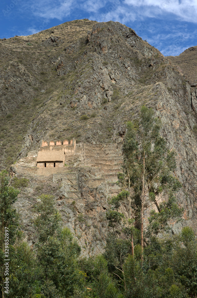 Ollantaytambo Sacred Valley south Peru. Andes. Temple ruins Inca. Pakaritampu