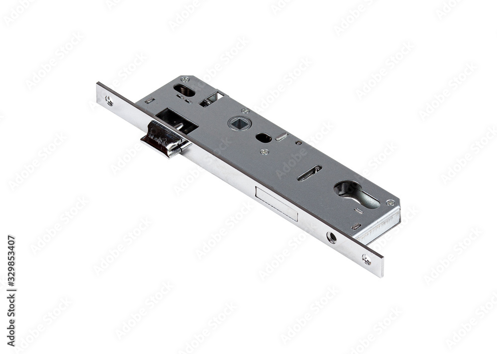 New metal door lock isolated on white background New metal door lock isolated on white background