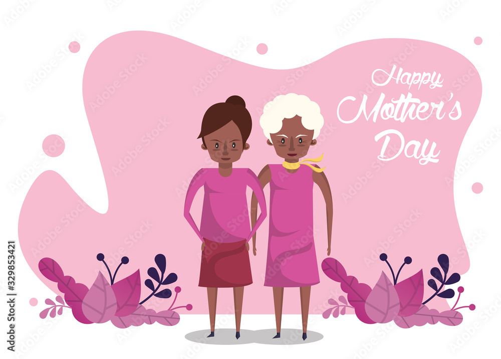 Obraz premium happy mothers day card with afro grandmother and daughter