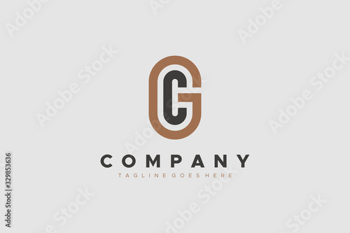 Initial Letter G and C Logo. Flat Line Vector Logo Design Template Element.