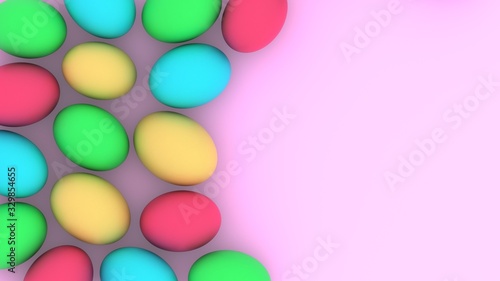 Easter frame. Eggs border with place for text. 3D-rendering.