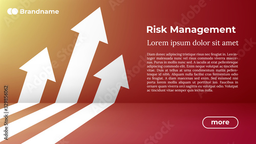 Risk Management - Web Template in Trendy Colors. Business Arrow Target Direction to Growth and Success. Modern Vector Illustration or Design Template.