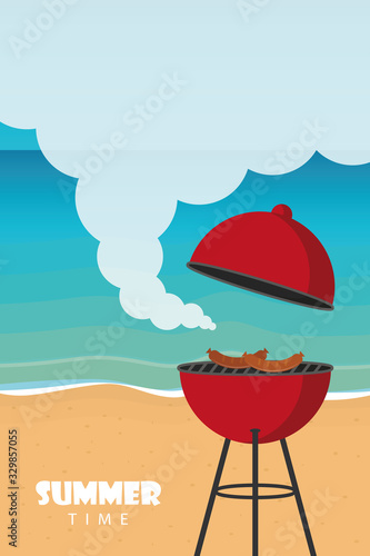 summer time barbeque on the beach vector illustration EPS10