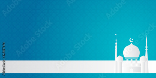 Luxury ramadan background with blueish arabesque pattern arabic islamic east style. Decorative design for print, poster, cover, brochure, flyer, banner.