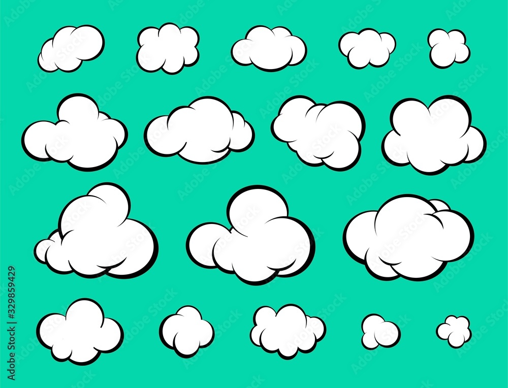 Set of diverse cartoon clouds. Comic style. Vector Illustration Set of diverse cartoon clouds. Comic style. Vector Illustration