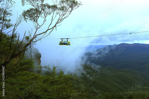 Over the clouds in the aerial cable car over the Blue Mountains (Australia) photo