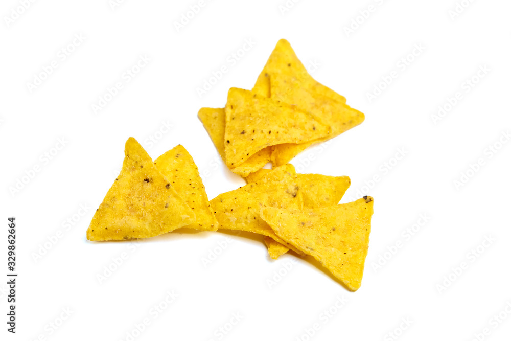 Naklejka premium nachos, corn chips, isolated on white background