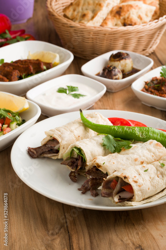 wrap doner salad with meat and vegetables
