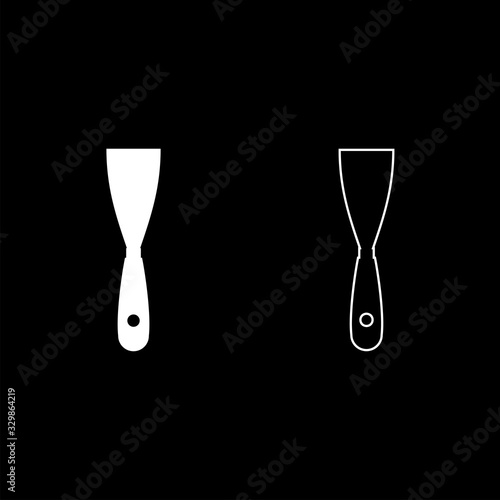 Construction spatula Putty knife Spackling tool Building hand instrument Builder equipment Trowel icon outline set white color vector illustration flat style image