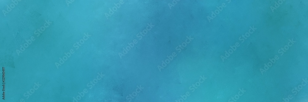 abstract painting background graphic with steel blue and medium turquoise colors and space for text or image. can be used as horizontal background graphic
