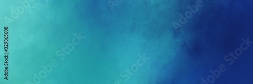 steel blue and light sea green colored vintage abstract painted background with space for text or image. can be used as horizontal header or banner orientation