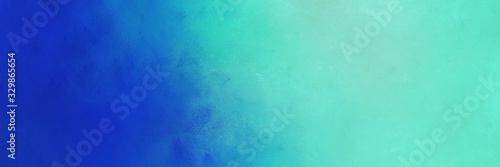 abstract painting background graphic with strong blue, medium turquoise and light sea green colors and space for text or image. can be used as horizontal background graphic