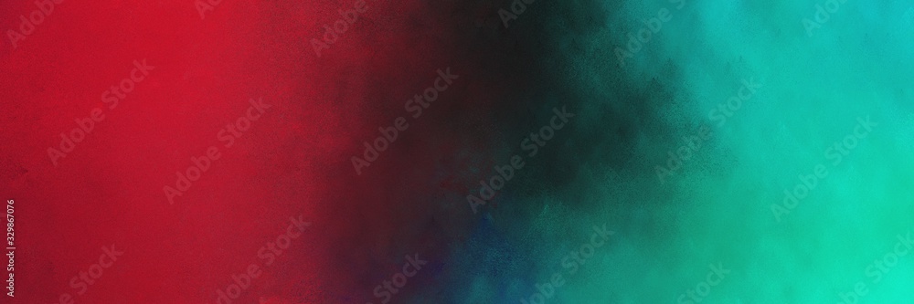 firebrick and light sea green color background with space for text or image. vintage texture, distressed old textured painted design. can be used as horizontal header or banner orientation