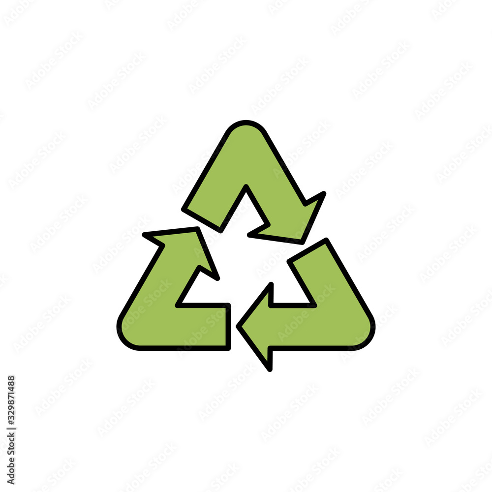 Recycle icon vector isolated on white background. Recycle and some packaging sign. environment icon Recycle icon vector isolated on white background. Recycle and some packaging sign. environment icon