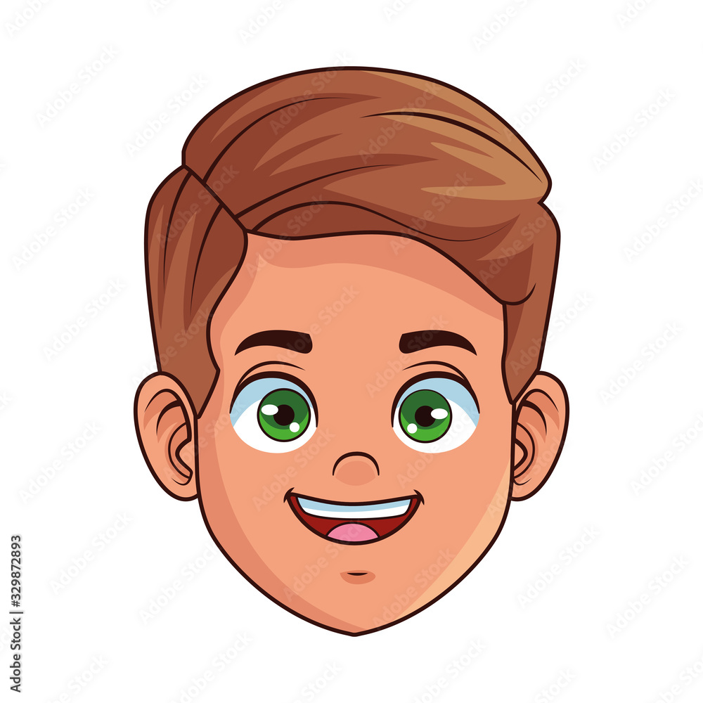 happy little boy head avatar character