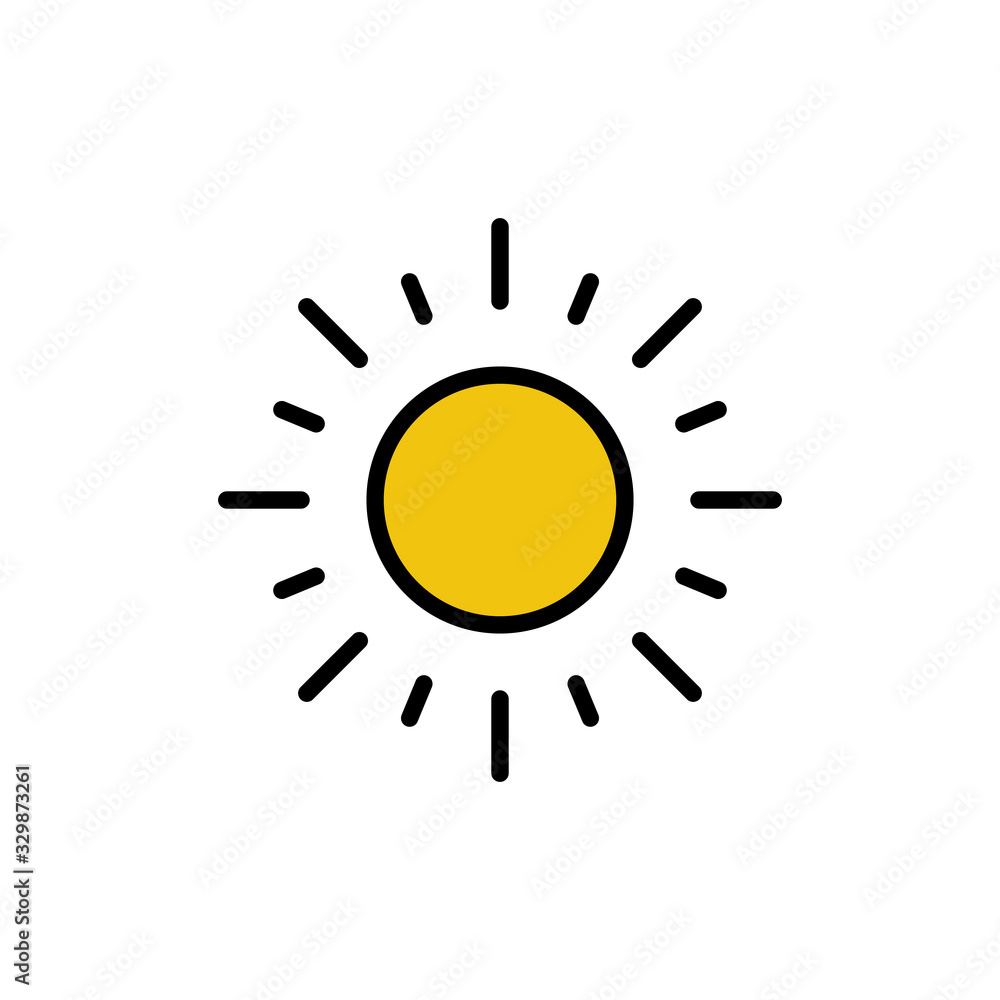 Sun icon isolated on white background. Sun vector icon Sun icon isolated on white background. Sun vector icon