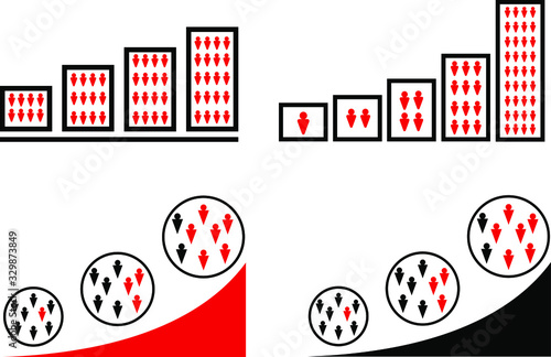 Coronavirus in China. Novel coronavirus (2019-nCoV).Schedule for increasing the number of people infected with the virus. Set of graphs of the growth of the number of cases on a white background
