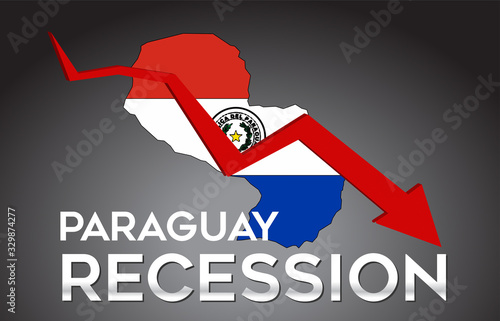 Map of Paraguay Recession Economic Crisis Creative Concept with Economic Crash Arrow.