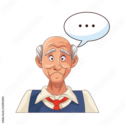 old grandfather with consecutive points in speech bubble