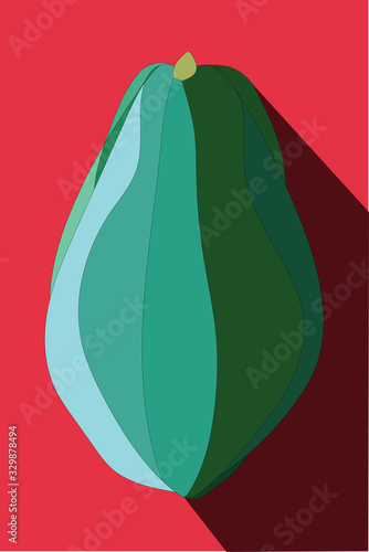 Green Papaya icon isolated on dark red background. Flat vector illustration of papaya with dark shadow - icon for web design. © Iuliia