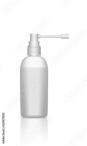 White realistic plastic spray bottle for throat disease treatment