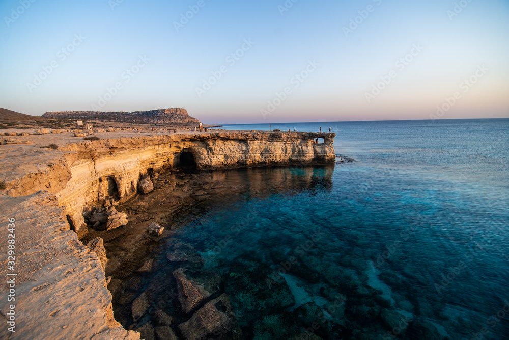 Stone arch and blue sea. Cape Greko, Agia Napa, Cyprus