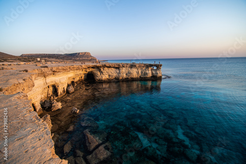 Stone arch and blue sea. Cape Greko, Agia Napa, Cyprus