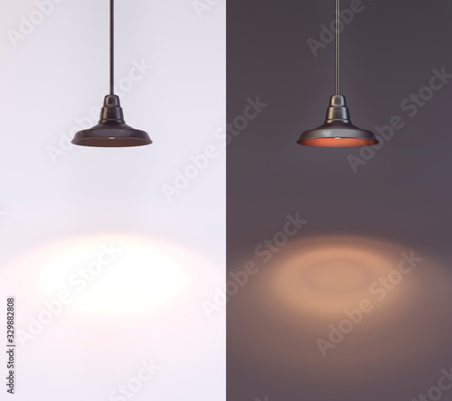 3d-rendering. Old fixture on the light and  dark background for brochure, web page or business card design. Day and night concept