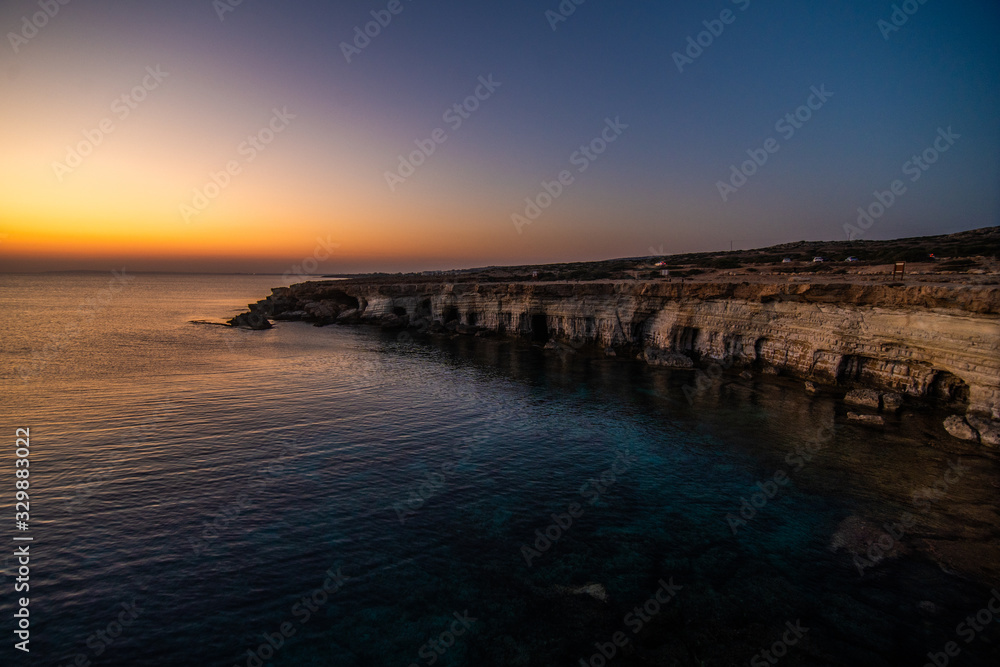 Famous sea caves in Ayia Napa Cyprus on nature background