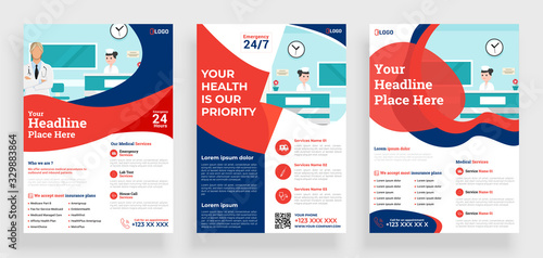 Medical Flyer poster pamphlet brochure cover design layout background, vector template in A4 size.