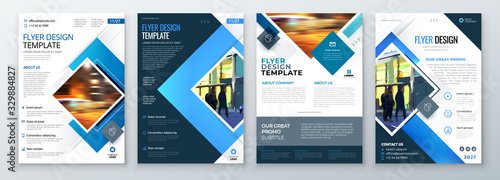 Flyer Template Layout Design. Corporate Business Flyer, Brochure, Annual Report, Catalog, Magazine Mockup. Creative Modern Bright Flyer Concept with Square Shapes