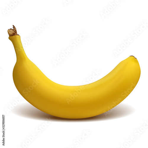 Ripe yellow banana isolated on white background with shadow