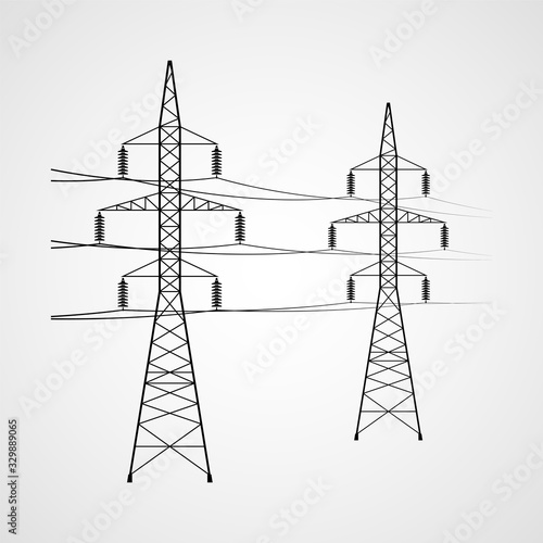 Electricity pylon vector icon. High voltage power line transmission tower
