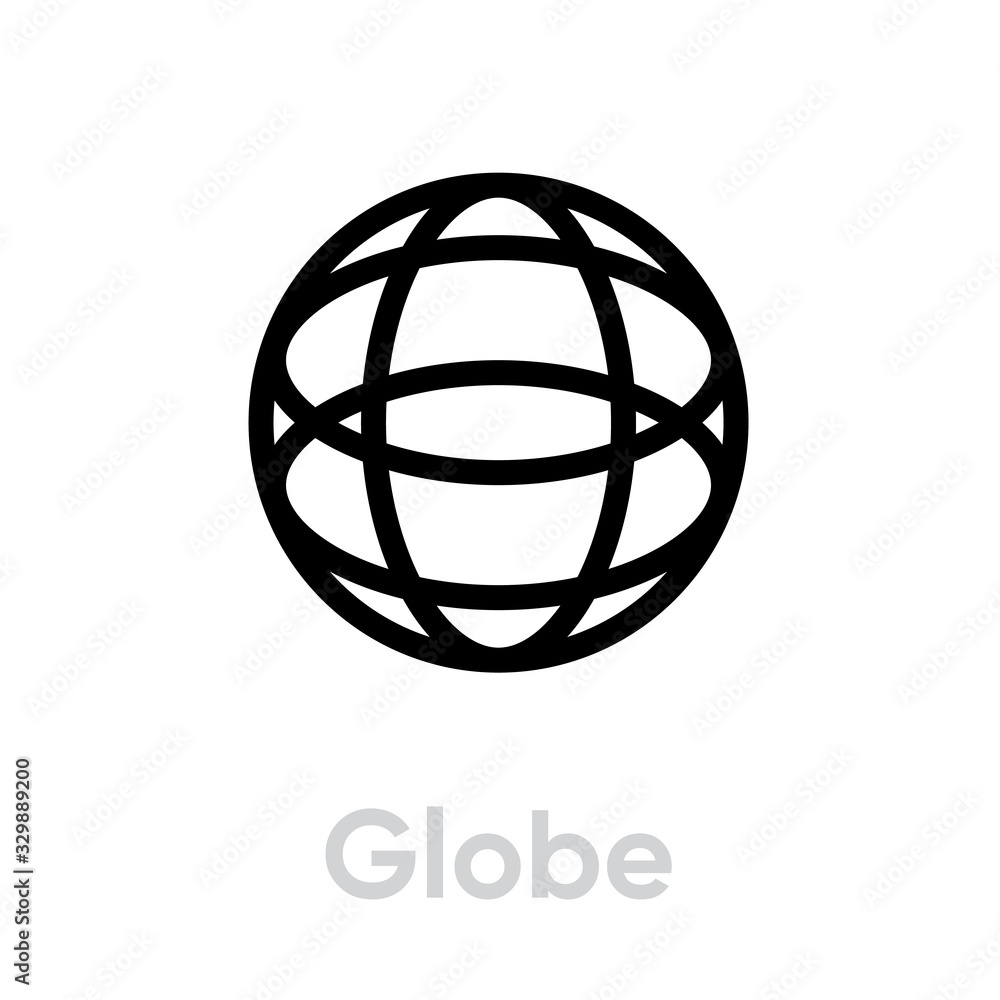Globe earth icon isometric view. Editable line vector. Simple isolated single sign. Globe earth icon isometric view. Editable line vector. Simple isolated single sign.